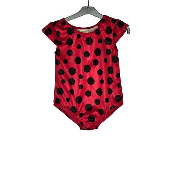 Crazy 8 Red Black Lady Bug Wings Short Sleeve Leotard Costume 4 5 "Years NWT - Picture 3 of 6